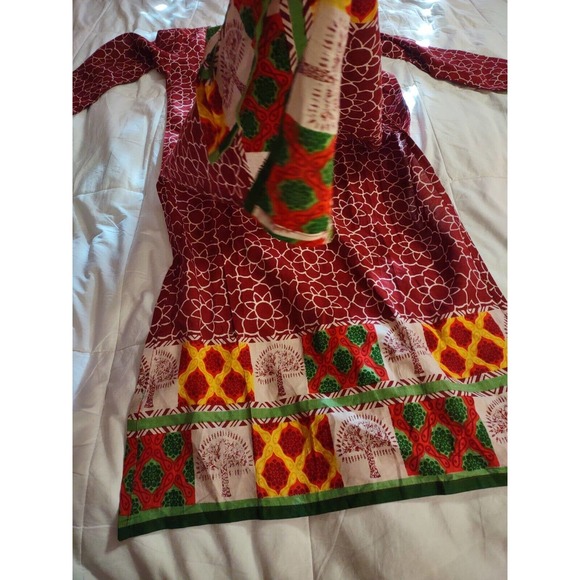 Cenizas Dress Size S Burgundy Thin Ethnic Pattern 2 Side Deep Split - Picture 9 of 9